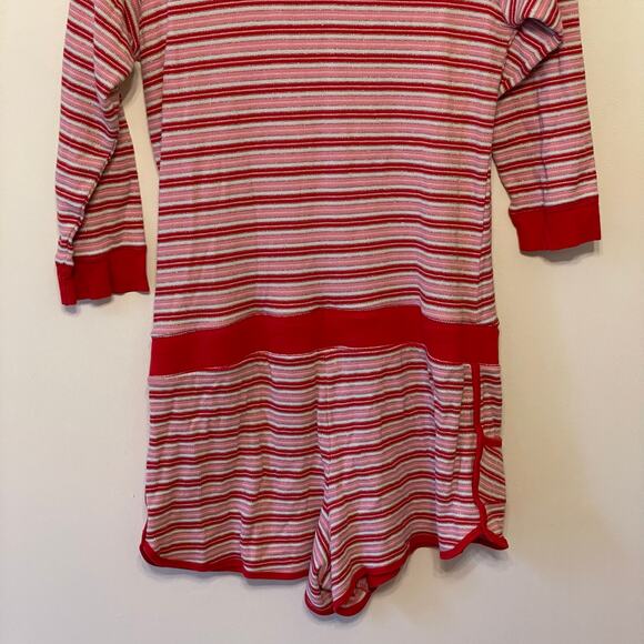 Victoria’s Secret L pajama romper sparkle stripe long sleeve deep scoop neck - Picture 7 of 7